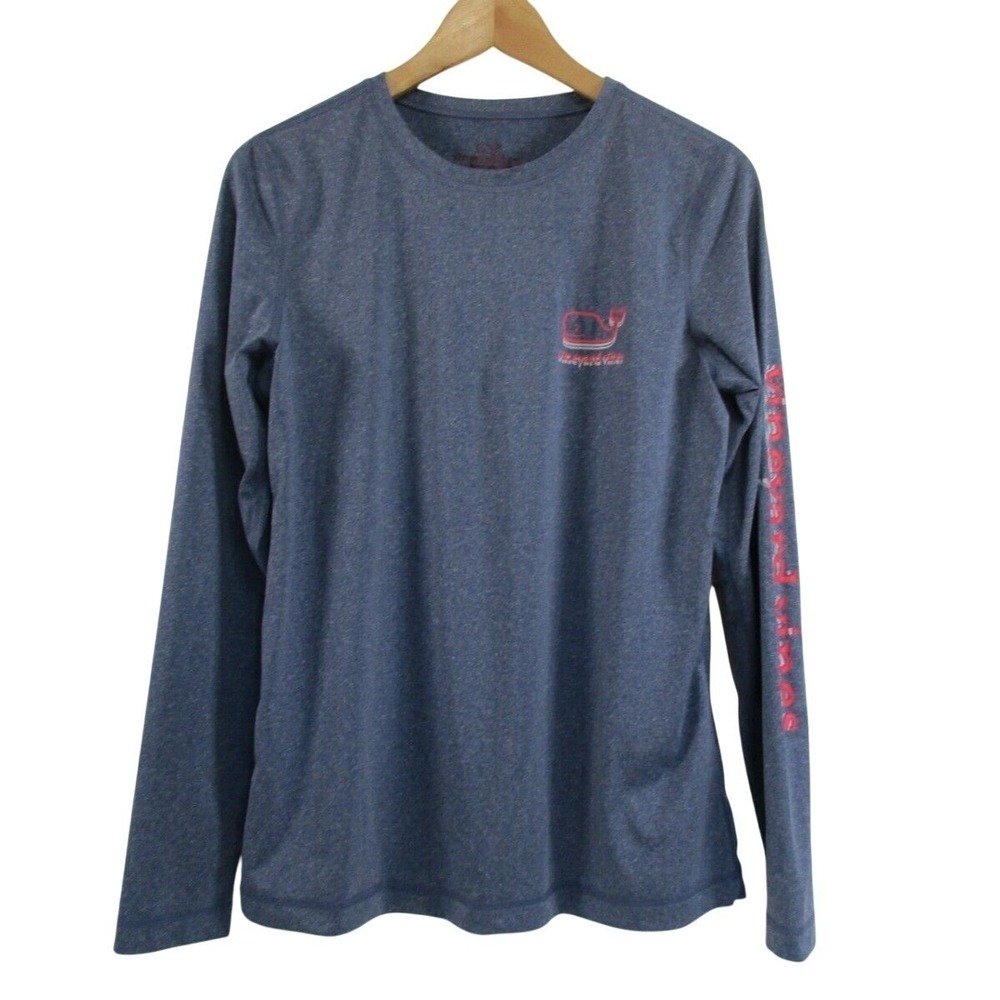 Vineyard Vines Women's Performance Crewneck Long Sleeve Shirt size S Blue Preppy